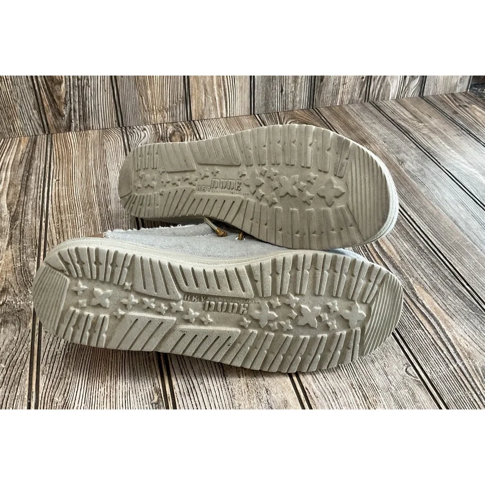 Hey Dude Wally Herringbone Grey Shoes Men's Slip on Loafers Size 8
